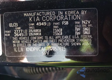 2023 Kia Sportage Hybrid Ex z USA, uszkodzony, nr VIN KNDPVCAG3P7057615